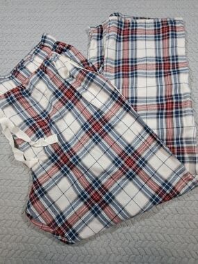 Abercrombie & Fitch Plaid Sleepwear Shorts in Red, Navy & White